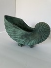 Beautiful Brass Or Bronze Sea Shell Nautilus Decor Planter Art  Patina 