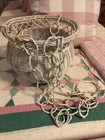 Vintage Hanging White Wicker Planter Basket Cottagecore Boho