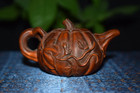 Chinese Boxwood Wood Handcrafted Carving Kettle Statue Sculpture Ornament