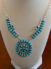 New Navajo Blue Turquoise   Sterling Silver Necklace By Davin Benally 34 Grams