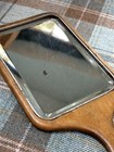 Vintage Hand Held Wooden Mirror With Bevelled Glass