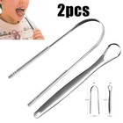 1 2pcs Stainless Steel Tongue Scraper Cleaner Oral Hygiene Fresh Breat