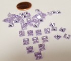 6 Vintage Genuine Cz Lavender  75 Carat Princess Cut 5mm  Square Gem Jewels S585