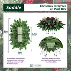 Artificial Cemetery Saddle- Christmas Evergreen Saddle With Red Bow
