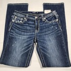 Miss Me New Mid Rise Bootcut Jeans Womens 33x33 Dark Wash Bling Rhinestone Nwt