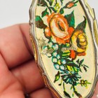 Vintage Lipstick Holder Hinged Flip Top Mirror Lipview Case Gold-tone Floral