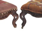 Pair Ottoman  Foot Stool  Rococo Victorian  Walnut  C1870  Needlepoint  19 w