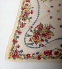 Vintage Ladies Hanky-pink red Roses Inside Pretty Scrolling   Around Edges-nice