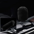 2pcs Plush Car Gear Shift Knob Cover   Handbrake Cover  Soft Fluffy Shift Black