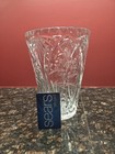 Vintage Starburst Pinwheel Etched Crystal Vase 9 25  Tall