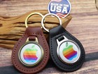 Rare Vintage 1980s Apple Mcintosh Genuine Leather Key Chain Ring Fob Nos
