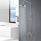Brushed Nickel Shower Faucet System Wall Mount Rain Shower Head Combo Mixer Taps