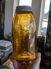 Half Gallon 2-tone Light Yellow Orange Amber Hero 1858 Mason Fruit Jar