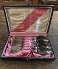 Antique Imperial Russian 84 Silver Teaspoons Soviet 875 Overstamp Set Of 6 Boxed