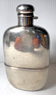 Vintage Sterling Silver Hip Flask Monogramed  With Glass