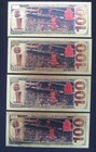 Mj-the Goat-mvp-hof-chicago Bulls-set Of 4 Gold Bills  Free Ship   Certificate 