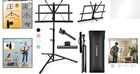 Durable Adjustable Music Stand - Portable 2-in-1 Sheet Music Holder With Bag