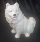 Vintage White Siberian Husky Dog Puppy Ceramic 8  Tall 7  X 4 5  Figurine