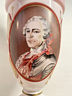 Antique Milk Glass Bohemian Moser Painted Enamel Lord Portrait Cranberry Urn Jar