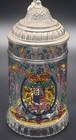 Vintage Bmf West Germany Glass Beer Stein Painted Medieval Scene Pewter Lid 7 