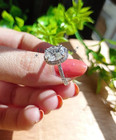 Moissanite Halo Engagement Ring 2 45 Carat Oval Cut Solid 14k White Gold For Her