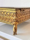 Vintage Ormolu Filigree Beveled Glass Jewelry Box With Cherub Feet
