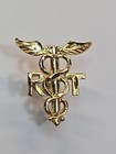 R t  Respiratory Therapist Caduceus Tie Tack Lapel Pin 14k Yellow Gold Rare