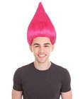 Colorful Neon Pink Troll Wigs For Adults   Synthetic 80s Costume Wig   Capless H