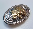 Western Cowboy Cowgirl Belt Buckle Raised Horse   Horseshoe Gold   Silver Nice 