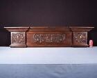 69  Wide Large Antique French Solid Oak Wood Panel crest Pediment W carvings