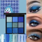 9 Color Glitter Finish Eyeshadow Palette Blue Waterproof Sweatproof Stage Makeup