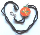 Wdi Mickeys Of Glendale  Orange Bird Lanyard  Black Cord  White Straw