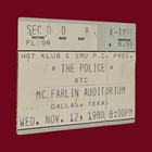 The Police Xtc 1980 Concert Ticket Stub Mcfarlin Southern Methodist Univ  Dallas