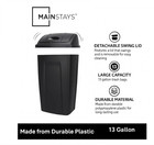 13 Gallon Black Plastic Kitchen Trash Can With Swing Top Lid  Polypropylene