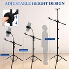 4 Pcs Tripod Microphone Stand Boom Arm Floor Mic Stand Adjustable Height 24-6   