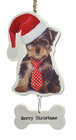 Yorkie Dog Santa Hat Merry Christmas Ornament Yorkshire Terrier 6  Flat
