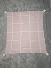 Mud Pie Baby Reversible Blanket Pink White Squares Pom Pom Soft Chenille Lovey