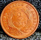 1865 Two Cent Piece Select Ms In Grade 100  Orig Mostly Red 2 Cent
