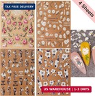 Acrylic Flowers Nail Stickers - 4 Sheets 5d Embossed Floral Nail Decals For Nail