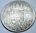 1722 Spanish Silver 2 Reales Genuine 1700 s Colonial Cross Pirate Treasure Coin