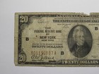  20 1929 New York City Ny National Currency Note Federal Reserve Bank Note Bill