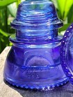 2 Vintage Glass Insulators Cobalt Blue Stained Hemingray 42  Antique Glass Set