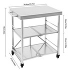 3tier Stainless Steel Utility Cart Rolling Kitchen Storage Trolley Folding Shelf