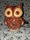 Vintage Ceramic Owl  Light Drip Glaze Lamp  6  Glass Glowing Eyes