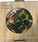 John Deere Coaster Set Lot Of 4 Coasters Absorbent Stone Cork Bottom Beverage