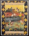 Original Antique Persian Shahnameh Qajar Era Miniature With Gold Paint