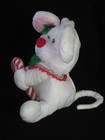 Vintage Fisher Price Puffalump White Christmas Mouse With Candy Cane Lovey Plush