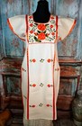 L xl Huipil Dress Hand Embroidered 100  Cotton Manta Oaxaca Mexican Folk Peasant