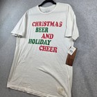 Retro Brand Mens Christmas Beer Holiday Cheer Graphic T-shirt White Large Nwt