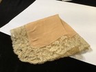 L388    vintage 1920s Deco French Peach Silk   Fine Lace Handkerchief 9-1 4    Sq